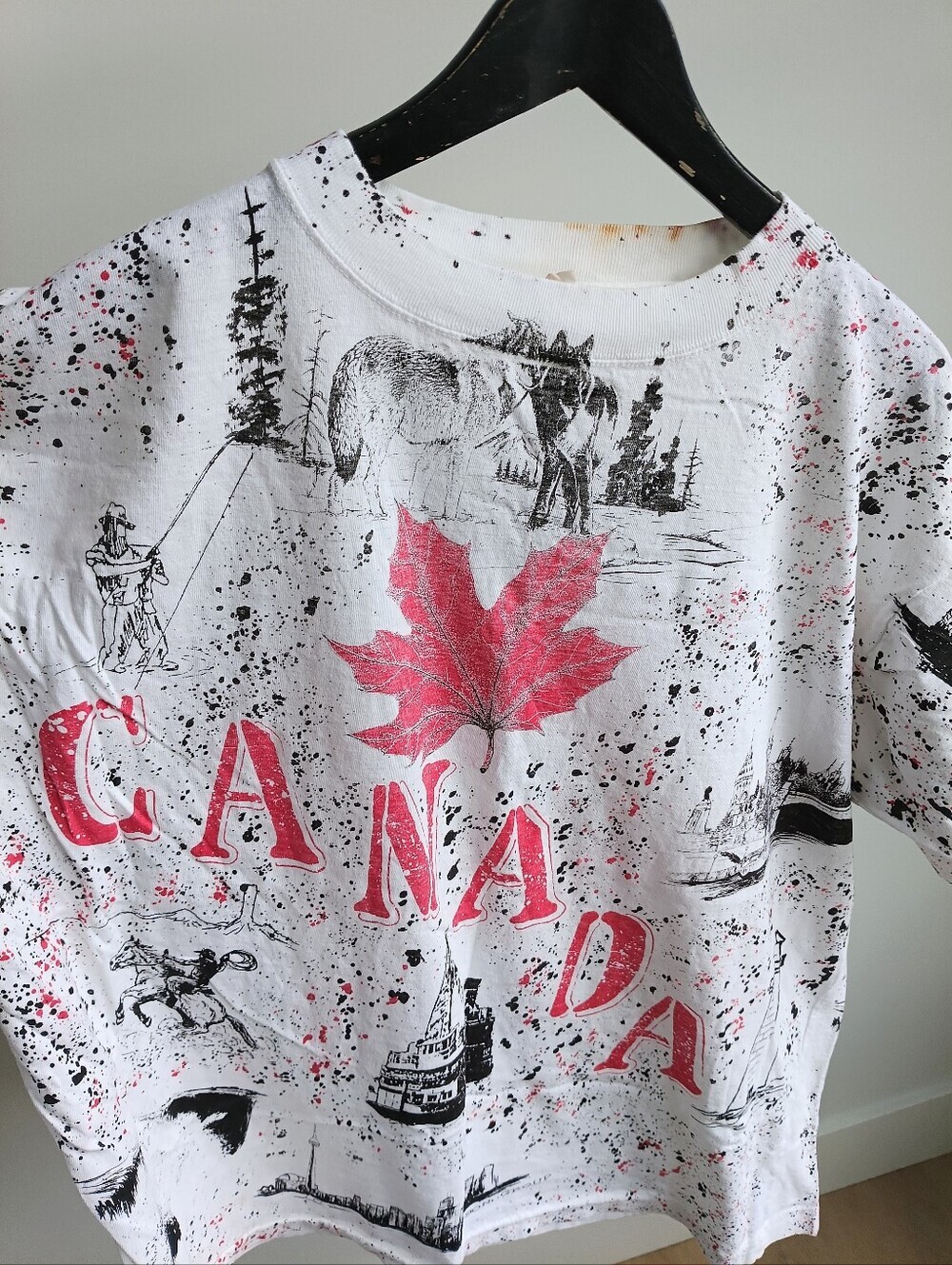 Vintage 90s Canada All Over Print AOP T-Shirt Double Sided Single Stitch XL - Picture 3 of 8